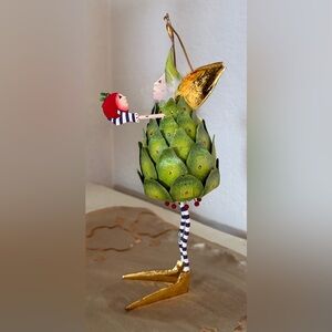 Patience Brewster Whimsical artichoke fairy w apple head Holiday Ornament